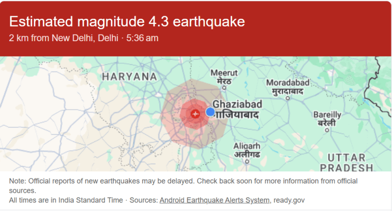 Earthquake Strikes Near New Delhi