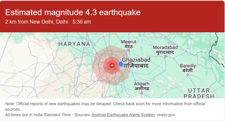 Earthquake Strikes Near New Delhi